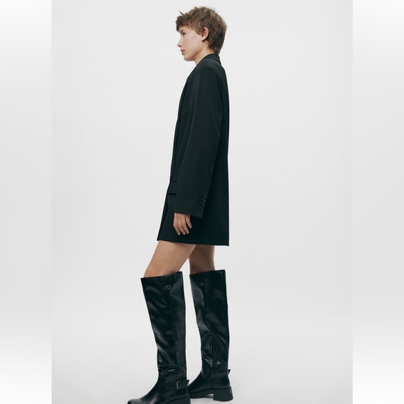 Zara Black Long Oversized double breasted Jacket Blazer Coat Size XS - S NWT - Picture 7 of 16